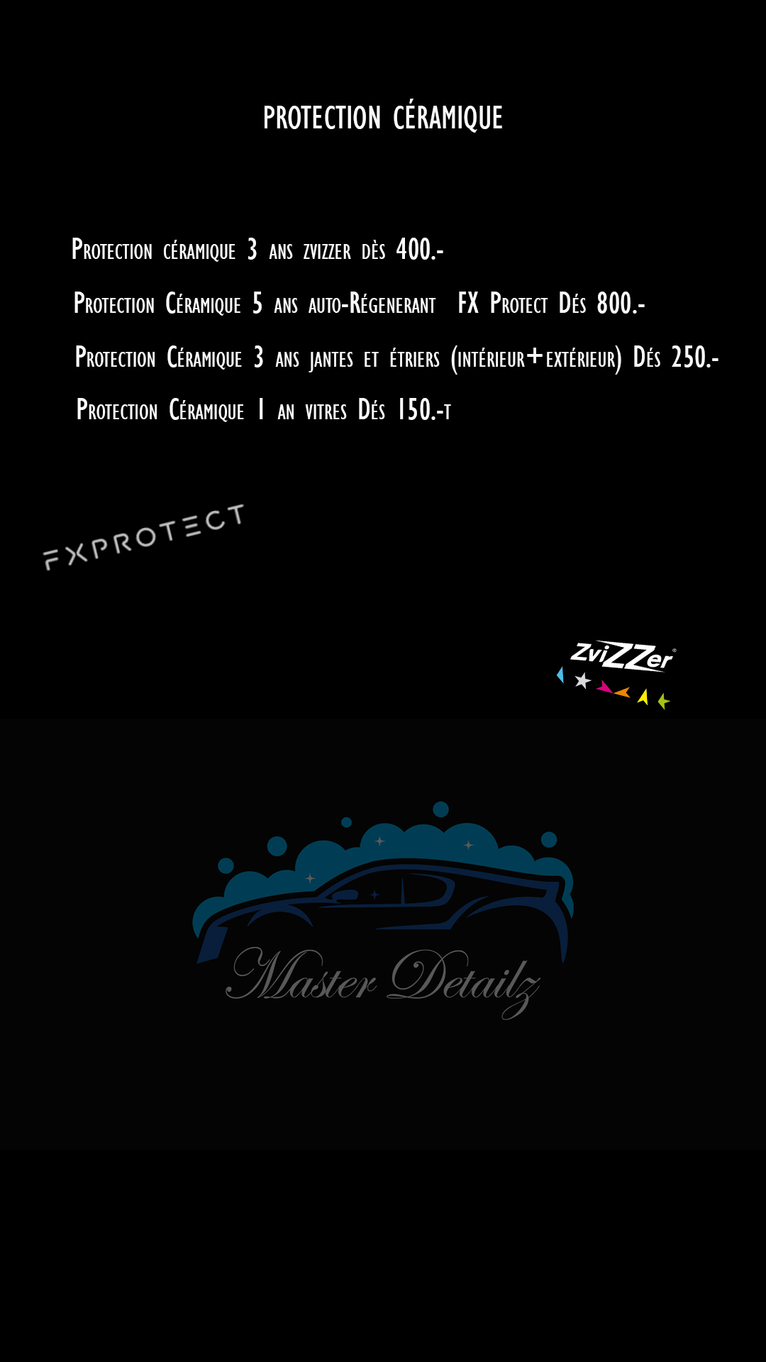 Tarifs protection céramique et protection de peinture automobile - Master Detailz